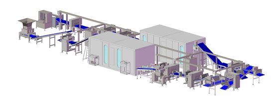 comprar ZKSD900 línea de laminación automática de pastelería con 2 juegos de congeladores automáticos en el suelo y máquina de paneado automático Fabricación en línea